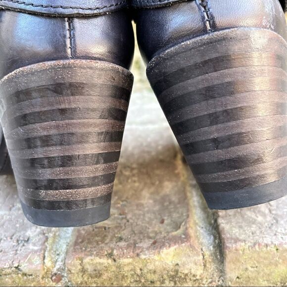 Frye Leather Sandra Tall Black Lace Up Riding/ Moto Boot 6M - Picture 6 of 10